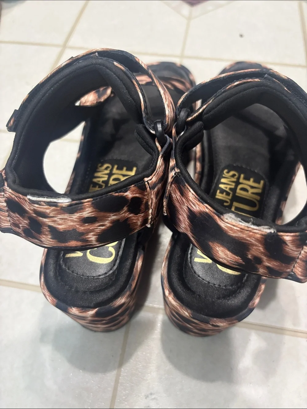 Leopard Print Platform Sandals - JEANS COUTURE